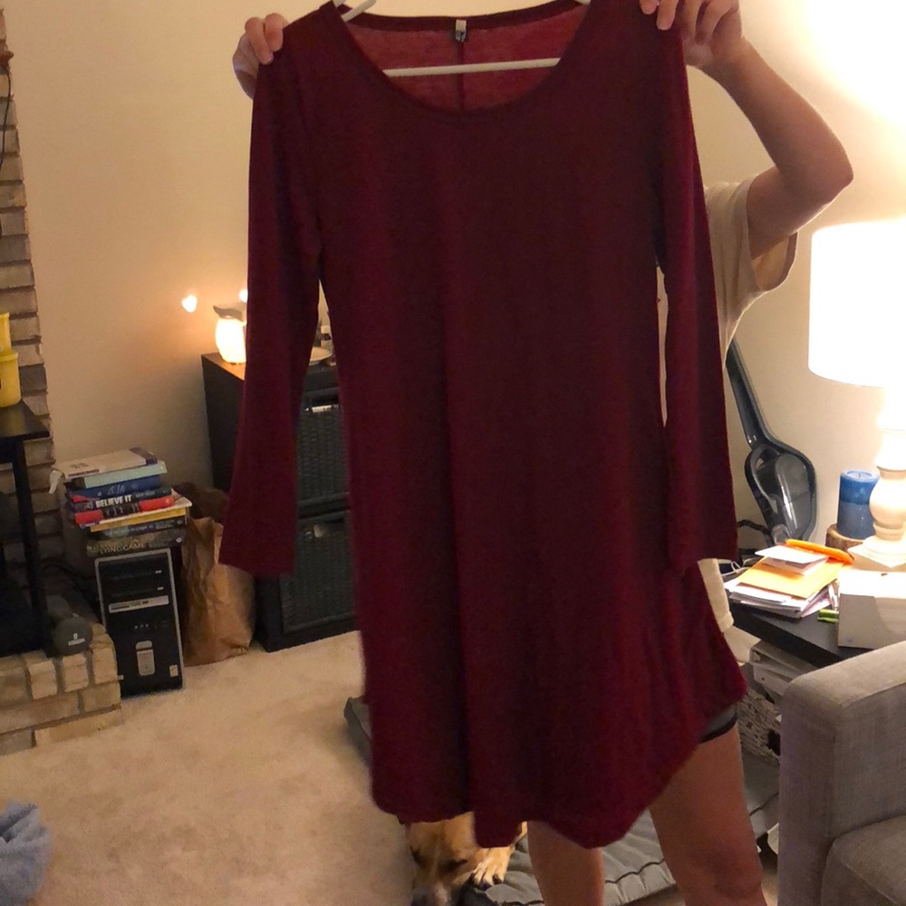 Burgundy swing dress